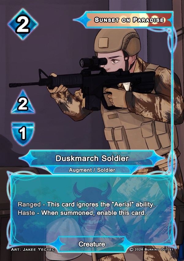 A card in the enabled state, upright